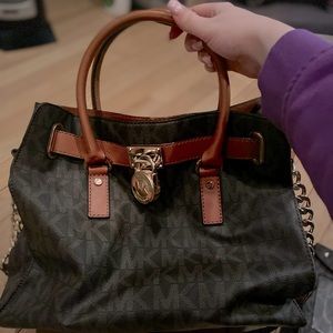 Michael Kors Hobo Large Hamilton N/S Mk Signature Monogram Logo Tote Bag